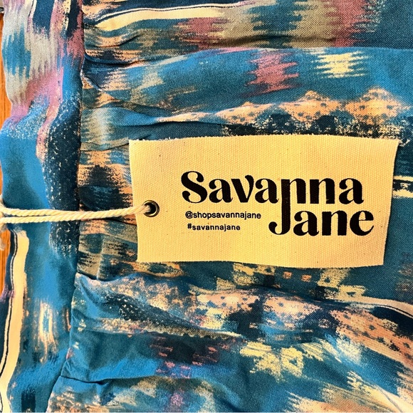 NWT Savanna Jane Turquoise Aztec Southwest Blouse 2X NEW Unique Tie In Back - Picture 10 of 16